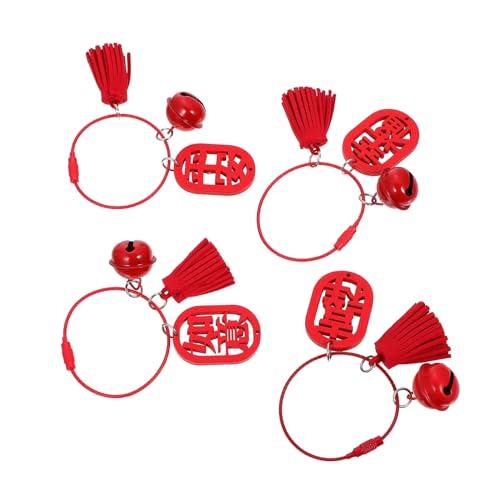 HOLIDYOYO 4 Stück Teiliges Holzanhänger Chinesische Symbole Traditioneller Glücksbringer Schlüsselanhänger Vielseitige Deko für Taschen Schlüssel Chinesisches Neujahr Hochwertige Handarbeit von HOLIDYOYO
