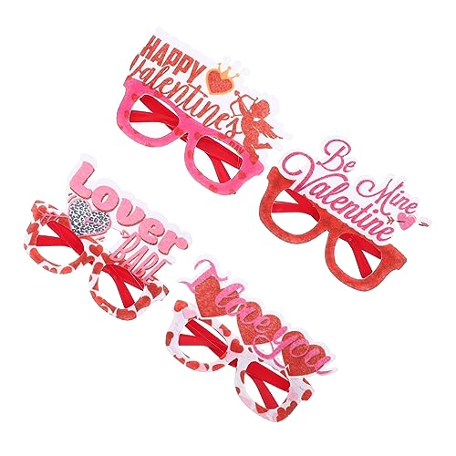HOLIDYOYO 4 Stück Valentinsbrille valentinstag brillen Gläser LED Fotokabinenrahmen faschingsbrille karnevalsbrille Partybrillen für Erwachsene filigrane Partybrille für Erwachsene Vlies von HOLIDYOYO