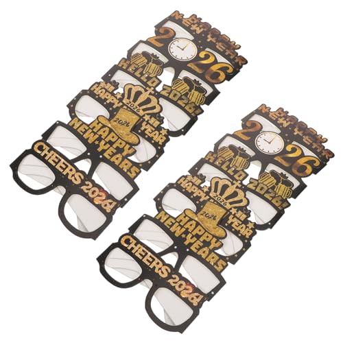HOLIDYOYO 5 Sätze Silvester Party Papierbrillen Glitter Happy Year Brillen Requisiten für Foto Booth Neujahrsdeko Leicht Tragbar Spaßige Party Accessoires von HOLIDYOYO