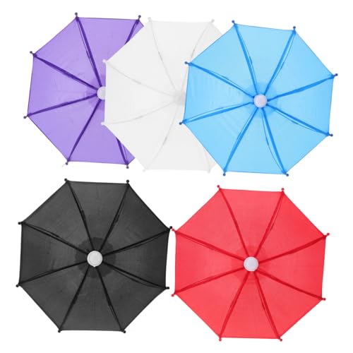 HOLIDYOYO 5 Stück Mini-Regenschirm Kleiner Regenschirm Puppenhausdekoration Puppenhaus Zubehör Puppenhaus Accessoire Rosa Pop Weiß Puppenhaus Regenschirm Miniatur-Regenschirm- Plastik von HOLIDYOYO
