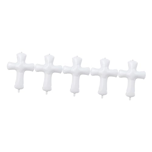 HOLIDYOYO 5 Stück Taufballons Geburtstagskind Kreuzen Ballonkreuz Katholisch Taufballons Aus Folie Mit Geformt Dekorationen Taufballon Junge Ballons Zur Taufe Party Weiß Aluminiumfolie von HOLIDYOYO