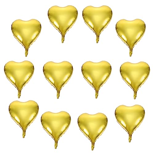HOLIDYOYO 50 Stück Liebe Alufolienballon Brautballons Geburtstagskind valentinstag luftballons hochzeitsdeko wand polsterung Luftballons aus Aluminiumfolie Luftballons in Herzform Golden von HOLIDYOYO