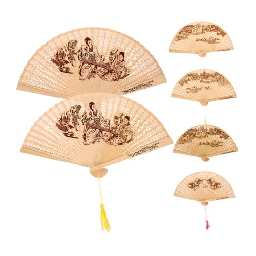 HOLIDYOYO 6 Stück Teiliges Handfächer aus Chinesischem Duftholz Handlich Vintage Stil für Tanzaufführungen Hochzeit und Sommerkühlung Dekorativ und Praktisch Tragbar für Innen und HOLIDYOYO 6 Stück Teiliges Handfächer aus Chinesischem Duftholz Handlich Vintage Stil für Tanzaufführungen Hochzeit und Sommerkühlung Dekorativ und Praktisch Tragbar für Innen und von HOLIDYOYO
