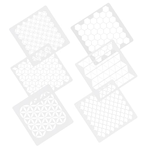 HOLIDYOYO 6 Stück Teiliges Schablonen Wandgestaltung Geometrische Malvorlagen Wiederverwendbar Umweltfreundliches Pet Kunststoff DIY Wandkunst Zubehör von HOLIDYOYO