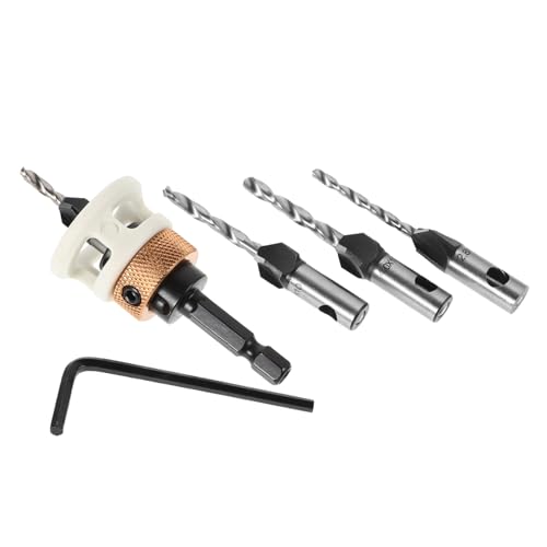 HOLIDYOYO 6 Stück Teiliges Set Verstellbarer Senkbohrer mit Tiefenanschlag für Holzarbeiten Langlebige Legierung Präzise Bohrungen für Verborgene Schraubenköpfe für Tischlerprojekte von HOLIDYOYO