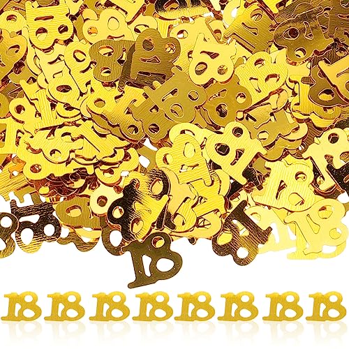 HOLIDYOYO 600 Stück Nummer 18 Konfetti Glänzendes Tischkonfetti Für Partydekoration Zum 18. Geburtstag Jahrestag Hochzeitstag (Golden) von HOLIDYOYO