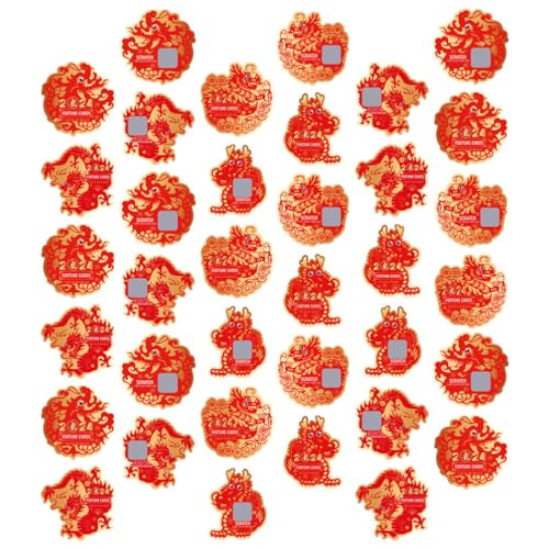 HOLIDYOYO 64st Lotteriekarte „Jahr des Drachen“. Partygeschenke Für Das Chinesische Neujahr Rubbelkarten-Aufkleber Drachen-rubbelkarte Papier Rot Chinesischer Stil Spielkarte von HOLIDYOYO