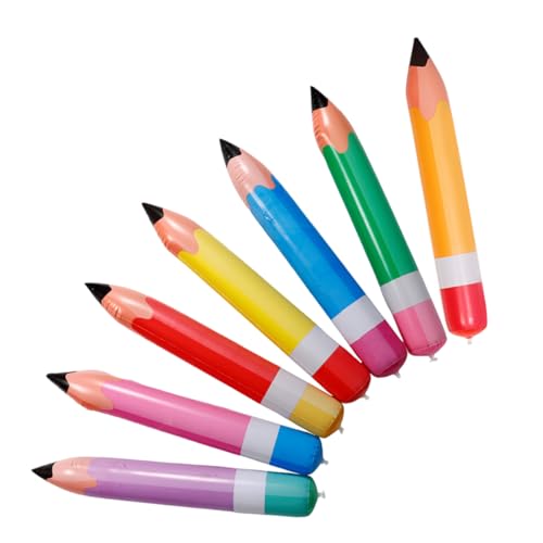 HOLIDYOYO 7 Stück Riesen Aufblasbare Bleistifte aus PVC für Schulanfang Partys Bunte Deko für Klassenzimmer Geburtstag und Kreative Feierlichkeiten Gelb Orange Blau Grün Rot von HOLIDYOYO