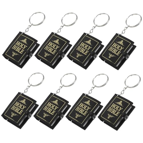 HOLIDYOYO 8 Stück Bibel Schlüsselanhänger Miniatur Schlüsselanhänger zur Taufe Ring christliche mini schlüsselanhänger Taschenanhänger Festival-Schlüsselanhänger Metallknopf Black von HOLIDYOYO
