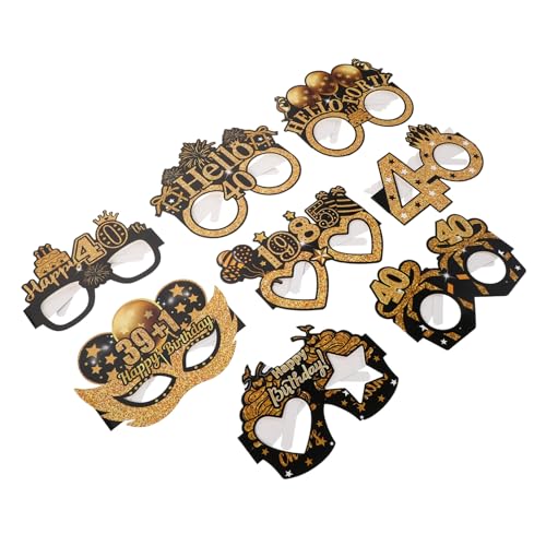 HOLIDYOYO 8 Stück Geburtstag Partybrillen aus Papier Schwarze und Goldene Geburtstagsbrillen für Erwachsene Leichte Foto-requisiten für Gruppenfeiern Vielseitige Partydekoration für Jubiläen von HOLIDYOYO