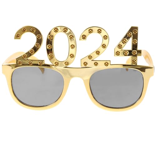 HOLIDYOYO Abschlussbrille 2024 Kunststoffbrille Abschlussfeier-Brille Abschluss-Fotoautomaten-Requisiten Abschlussfeier-Dekorationen Golden von HOLIDYOYO
