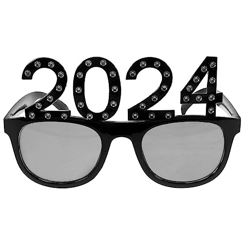 HOLIDYOYO Abschlussbrille 2024 Kunststoffbrille Abschlussparty-Brille Abschlussfotoautomaten-Requisiten Abschlussfeier-Dekoration Schwarz von HOLIDYOYO