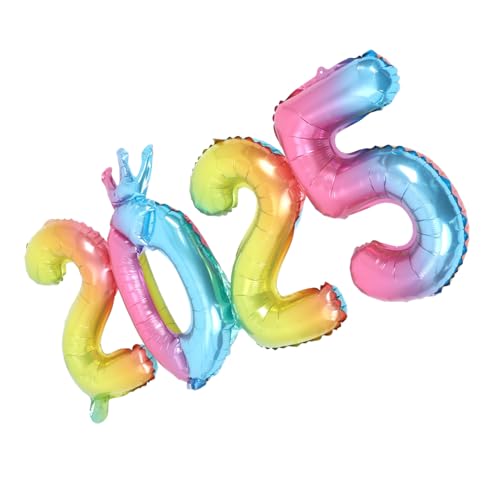 HOLIDYOYO Aluminiumfolienballon Neujahrsdekorationen 2025 Neujahrsdekorationen Ballon 2025 Zahlenballon Frohes Neues Jahr Ballons Frohes Neues Jahr Dekorationen 2025 Neujahrsdekorationen von HOLIDYOYO