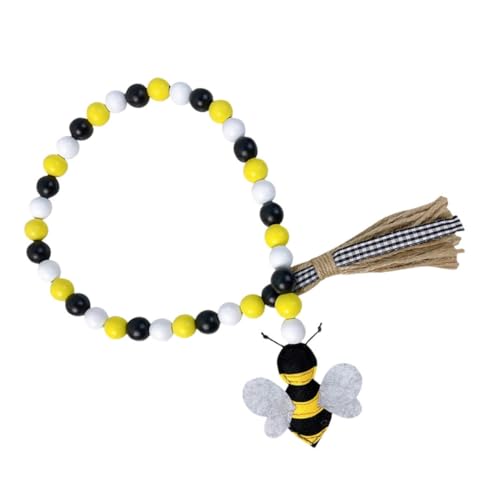HOLIDYOYO Bienenfest Holzperlen mit Quasten Handgemachte Wanddekoration für Feiern Rustikale Tischdeko und Wohnaccessoires Langlebig und Vielseitig Einsetzbar für Zuhause und Events von HOLIDYOYO