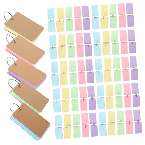 HOLIDYOYO Blanko Karteikarten mit Ring Portable Notizkarten aus Glattem Papier Vielseitig Verwendbar für Lernen Notizen und Organisation Farbiges Gelb Blau Lila Grün Rosa von HOLIDYOYO