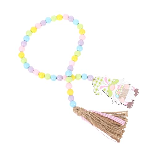HOLIDYOYO Chic Wooden Beads Hängedekoration mit Osterthema Perlenstrang mit Kappe für Wand und Fensterdekoration Ostern und Festliche Anlässe von HOLIDYOYO