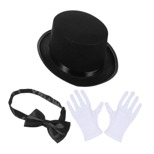 HOLIDYOYO Eleganter Zylinderhut mit Krawatte und Handschuhen Vielseitiges Detektiv Kostüm Zubehör für Cosplay Themenpartys und Rollenspiele Komfortabel Robust Stilvoll für Herren von HOLIDYOYO