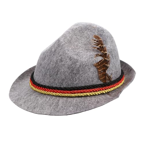 HOLIDYOYO Halloween Jazz Hut mit Kreativen Federn Langlebig aus Umweltfreundlichem Vliesstoff Stilvoller Panama Fedora für Party Festival und Alltag Unisex Graue Kopfbedeckung von HOLIDYOYO