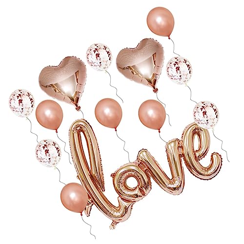 HOLIDYOYO 12 Love Latexballons Set 5 Latex 5 2 Aluminiumfolie Herz 1 Großes Dekorationsballon-set Für Verlobungsfeier von HOLIDYOYO