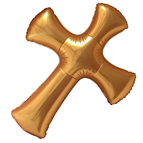 HOLIDYOYO Kreuzballon 39 Zoll Goldene Kreuzform Heliumfolienballon Erstkommunion Taufe Partydekoration Taufe Konfirmation Partyzubehör von HOLIDYOYO