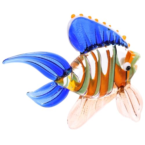 HOLIDYOYO Einzigartiges Fisch-Ornament Aus Buntglas Kunsthandwerk für Schreibtischdekoration Heimdekoration von HOLIDYOYO