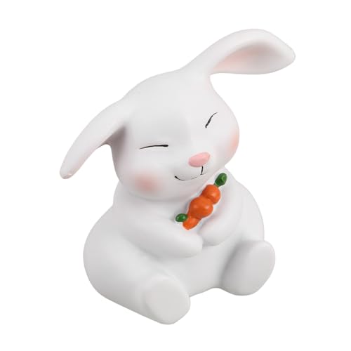 HOLIDYOYO Niedliches Rustikales Hasen-mittelstück Beflocktes Hasen- Osterhasen-Ornamente Harzfigur Frühlings-wohndekor von HOLIDYOYO