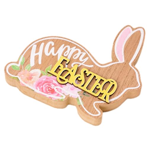 HOLIDYOYO Osterdeko Holz Schild Niedliches Tischcenterpiece mit Osterhasen Design für Frühlingsfeiern und Festliche Anlässe und Kompakt Bringt Festliche Zuhause von HOLIDYOYO