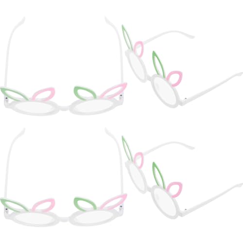 HOLIDYOYO Osterhasen-Brille 4 Stück Hasenohren-Brille Cartoon-Kaninchen-Sonnenbrille Osterparty-Brille Frühlingsparty-Zubehör Foto-Requisite von HOLIDYOYO