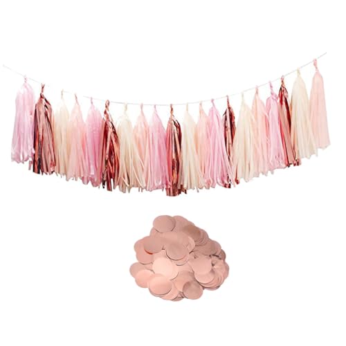 HOLIDYOYO Party Deko Set mit Papierkonfetti und Farbigen Tasseln Roségold Konfetti Vielseitig für Hochzeit Geburtstag Valentinstag Tischdekoration und DIY Basteln von HOLIDYOYO