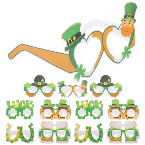 HOLIDYOYO St. Patrick's Day-Brillen-Set 12-Teilig St. Patrick's-Brille Grüne Kleeblatt-Brille Glückliche Irische Brille Grüne Brille St. Patrick's Day-Zubehör Für St. Patrick's von HOLIDYOYO
