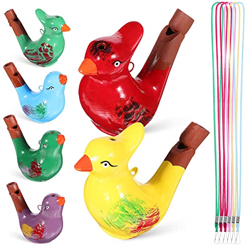 HOLIDYOYO Vogelpfeife Aus Keramik Wasserfarben 6 Stück Bunte Porzellan-Vogelpfeifen Spielzeug Mit Schlüsselbändern Vogelruf-Trällerer Musikinstrument Für Geburtstagsfeiern Frühes Lernen Für von HOLIDYOYO