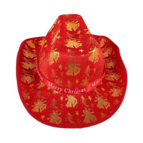 HOLIDYOYO Weihnachts Mütze Weihnachtsmützen Für Kappe Western-cowboy-hut Cowboyhut Dekoration Westlicher Trachtenhut Cowboyhut Für Die Feiertagsparty Unisex-weihnachtsmütze Urlaub Rot Stoff von HOLIDYOYO