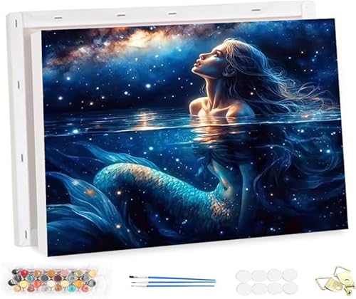 HOLXSW Malen nach Zahlen Erwachsene Meerjungfrau, Sternenhimmel DIY Handgemalt Ölgemälde Kit40 X 50 CM Adult Mit 3 Pinseln und Acrylfarbe knitterfreie leinwand Kit HOLXSW Malen nach Zahlen Erwachsene Meerjungfrau, Sternenhimmel DIY Handgemalt Ölgemälde Kit40 X 50 CM Adult Mit 3 Pinseln und Acrylfarbe knitterfreie leinwand Kit von HOLXSW