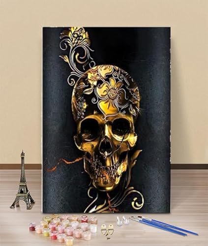 HOLXSW Malen nach Zahlen für Erwachsene Goldener Totenkopf 012 DIY Handgemalt Ölgemälde Set für Anfänger und Jugendliche3 Pinsel undideal als Geschenk oder zur Heimdekoration HOLXSW Malen nach Zahlen für Erwachsene Goldener Totenkopf 012 DIY Handgemalt Ölgemälde Set für Anfänger und Jugendliche3 Pinsel undideal als Geschenk oder zur Heimdekoration von HOLXSW