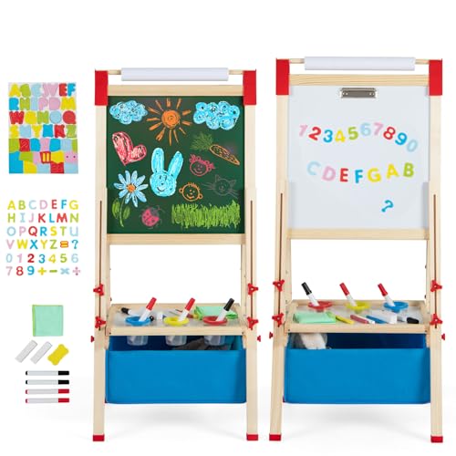 HOMASIS Staffelei für Kinder, doppelseitig, höhenverstellbare Kindertafel, mit Kreidetafel und Zeichenpapier, für Kinder von 3 bis 8 Jahren, mit Aufbewahrungstasche, 44 x 40 x 102-126 cm HOMASIS Staffelei für Kinder, doppelseitig, höhenverstellbare Kindertafel, mit Kreidetafel und Zeichenpapier, für Kinder von 3 bis 8 Jahren, mit Aufbewahrungstasche, 44 x 40 x 102-126 cm von HOMASIS