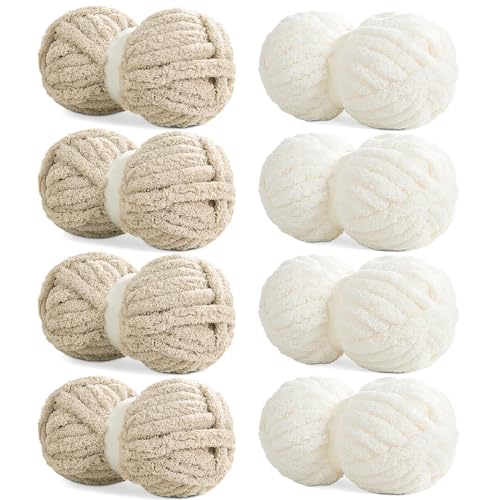 HOMBYS Chenille-Garn zum Handstricken, flauschig, weich, Jumbo-Garn, Häkeln, super sperriges großes Garn für dicke Decken, großes Strickgarn, 8 Stück Plüschgarn HOMBYS Chenille-Garn zum Handstricken, flauschig, weich, Jumbo-Garn, Häkeln, super sperriges großes Garn für dicke Decken, großes Strickgarn, 8 Stück Plüschgarn von HOMBYS