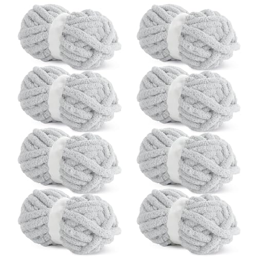 HOMBYS Chunky Chenille-Garn zum Häkeln, sperriges, dickes, flauschiges Garn zum Stricken, super sperriges grobes Garn für Handstricken, Decke, weiches Plüschgarn, 8 Jumbo-Packungen (27 m, 227 g pro HOMBYS Chunky Chenille-Garn zum Häkeln, sperriges, dickes, flauschiges Garn zum Stricken, super sperriges grobes Garn für Handstricken, Decke, weiches Plüschgarn, 8 Jumbo-Packungen (27 m, 227 g pro von HOMBYS