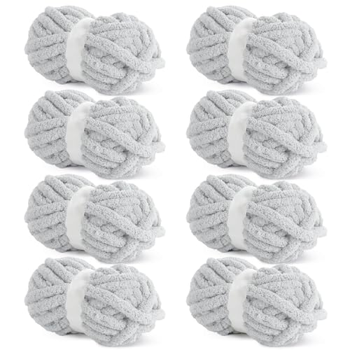 HOMBYS Chunky Chenille-Garn zum Häkeln, sperriges, dickes, flauschiges Garn zum Stricken, super sperriges grobes Garn für Handstricken, Decke, weiches Plüschgarn, 8 Jumbo-Packungen (31,7 m, 227 g pro von HOMBYS