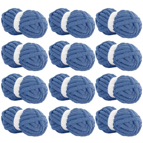 HOMBYS Country Blue Chunky Chenille-Garn zum Häkeln, sperriges, dickes, flauschiges Garn zum Stricken, super sperriges grobes Garn für Handstricken, Decke, weiches Plüschgarn, 12 Jumbo-Packungen (27 HOMBYS Country Blue Chunky Chenille-Garn zum Häkeln, sperriges, dickes, flauschiges Garn zum Stricken, super sperriges grobes Garn für Handstricken, Decke, weiches Plüschgarn, 12 Jumbo-Packungen (27 von HOMBYS