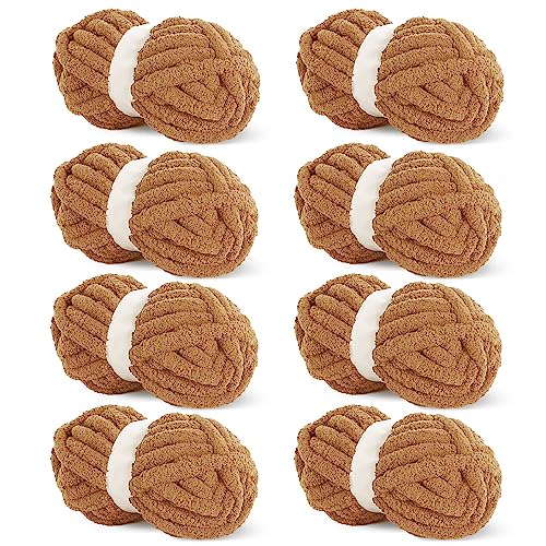 HOMBYS Dickes Chenille-Garn zum Häkeln, sperriges, dickes, flauschiges Garn zum Stricken, super sperriges grobes Garn für Handstrickdecken, weiches Plüschgarn, 8 Jumbo-Packungen (27 m, 227 g pro HOMBYS Dickes Chenille-Garn zum Häkeln, sperriges, dickes, flauschiges Garn zum Stricken, super sperriges grobes Garn für Handstrickdecken, weiches Plüschgarn, 8 Jumbo-Packungen (27 m, 227 g pro von HOMBYS