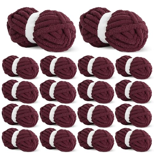 HOMBYS Dickes Chenille-Garn zum Häkeln, sperriges, dickes, flauschiges Garn zum Stricken, super sperriges grobes Garn für Handstricken, Decke, weiches Plüschgarn, 18 Jumbo-Packungen (27 m, 227 g pro HOMBYS Dickes Chenille-Garn zum Häkeln, sperriges, dickes, flauschiges Garn zum Stricken, super sperriges grobes Garn für Handstricken, Decke, weiches Plüschgarn, 18 Jumbo-Packungen (27 m, 227 g pro von HOMBYS