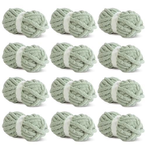 HOMBYS Grobes Chenille-Garn zum Häkeln, sperriges, dickes, flauschiges Garn zum Stricken, super sperriges grobes Garn für Handstricken, Decke, weiches Plüschgarn, 12 Jumbo-Packungen (27 m, 227 g pro HOMBYS Grobes Chenille-Garn zum Häkeln, sperriges, dickes, flauschiges Garn zum Stricken, super sperriges grobes Garn für Handstricken, Decke, weiches Plüschgarn, 12 Jumbo-Packungen (27 m, 227 g pro von HOMBYS