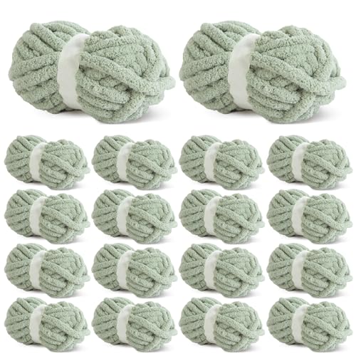 HOMBYS Grobes Chenille-Garn zum Häkeln, grobes super sperriges flauschiges Garn zum Stricken für Handstricken, weiches Plüschgarn, 18 Stück Jumbo HOMBYS Grobes Chenille-Garn zum Häkeln, grobes super sperriges flauschiges Garn zum Stricken für Handstricken, weiches Plüschgarn, 18 Stück Jumbo von HOMBYS