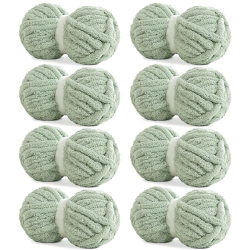 HOMBYS Grobgrünes Chenille-Garn zum Handstricken, flauschiges, weiches Jumbo-Garn, Häkeln, super sperriges großes Garn für grobe Decken, großes dickes Strickgarn, 8 Stück Plüschgarn HOMBYS Grobgrünes Chenille-Garn zum Handstricken, flauschiges, weiches Jumbo-Garn, Häkeln, super sperriges großes Garn für grobe Decken, großes dickes Strickgarn, 8 Stück Plüschgarn von HOMBYS