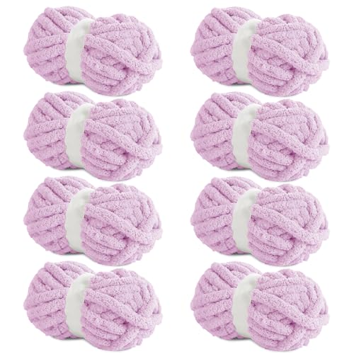 HOMBYS Hellviolettes grobes Chenille-Garn zum Häkeln, sperriges, dickes, flauschiges Garn zum Stricken, super sperriges grobes Garn für Handstricken, Decke, weiches Plüschgarn, 8 Jumbo-Packungen (27 HOMBYS Hellviolettes grobes Chenille-Garn zum Häkeln, sperriges, dickes, flauschiges Garn zum Stricken, super sperriges grobes Garn für Handstricken, Decke, weiches Plüschgarn, 8 Jumbo-Packungen (27 von HOMBYS