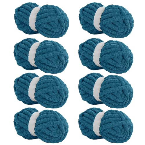 HOMBYS Indigo Chunky Chenille-Garn zum Häkeln, sperriges, dickes, flauschiges Garn zum Stricken, super sperriges grobes Garn für Handstrickdecken, weiches Plüschgarn, 8 Jumbo-Packungen (27 m, 227 g HOMBYS Indigo Chunky Chenille-Garn zum Häkeln, sperriges, dickes, flauschiges Garn zum Stricken, super sperriges grobes Garn für Handstrickdecken, weiches Plüschgarn, 8 Jumbo-Packungen (27 m, 227 g von HOMBYS