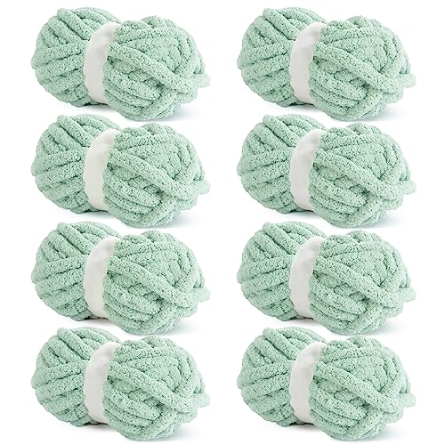 Hombys Mintgrünes, grobes Chenille-Garn zum Häkeln und Stricken, super sperriges, dickes, flauschiges Garn, 8 Jumbo-Packungen (je 227 m, 227 g) Hombys Mintgrünes, grobes Chenille-Garn zum Häkeln und Stricken, super sperriges, dickes, flauschiges Garn, 8 Jumbo-Packungen (je 227 m, 227 g) von HOMBYS