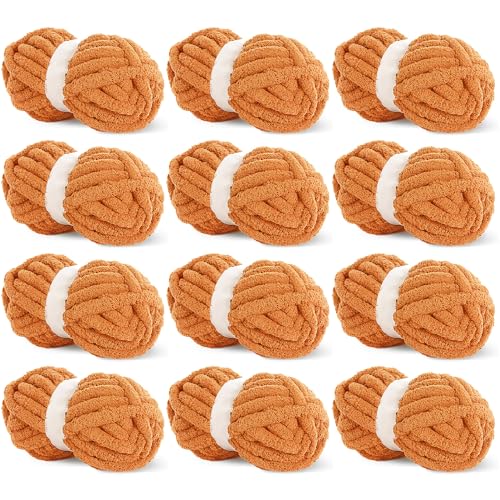 HOMBYS Orange Chunky Chenille-Garn zum Häkeln, sperriges, dickes, flauschiges Garn zum Stricken, super sperriges grobes Garn für Handstrickdecken, weiches Plüschgarn, 12 Jumbo-Packungen (27 m, 227 g HOMBYS Orange Chunky Chenille-Garn zum Häkeln, sperriges, dickes, flauschiges Garn zum Stricken, super sperriges grobes Garn für Handstrickdecken, weiches Plüschgarn, 12 Jumbo-Packungen (27 m, 227 g von HOMBYS