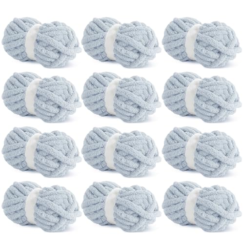 HOMBYS Rice Grey Chunky Chenille-Garn zum Häkeln, sperriges, dickes, flauschiges Garn zum Stricken, super sperriges grobes Garn für Handstricken, Decke, weiches Plüschgarn, 12 Jumbo-Packungen (27 m, HOMBYS Rice Grey Chunky Chenille-Garn zum Häkeln, sperriges, dickes, flauschiges Garn zum Stricken, super sperriges grobes Garn für Handstricken, Decke, weiches Plüschgarn, 12 Jumbo-Packungen (27 m, von HOMBYS