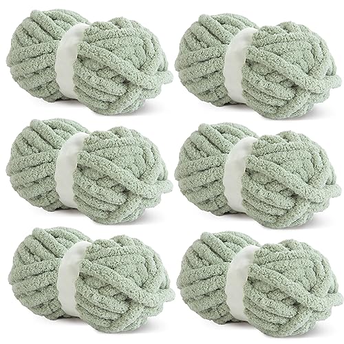 HOMBYS Grobes Chenille-Garn zum Häkeln und Stricken, Dickes, Flauschiges Garn für Decken, Kissen, Schals, Mützen, 6 Jumbo-Packungen (27 m, 227 g pro Packung) von HOMBYS